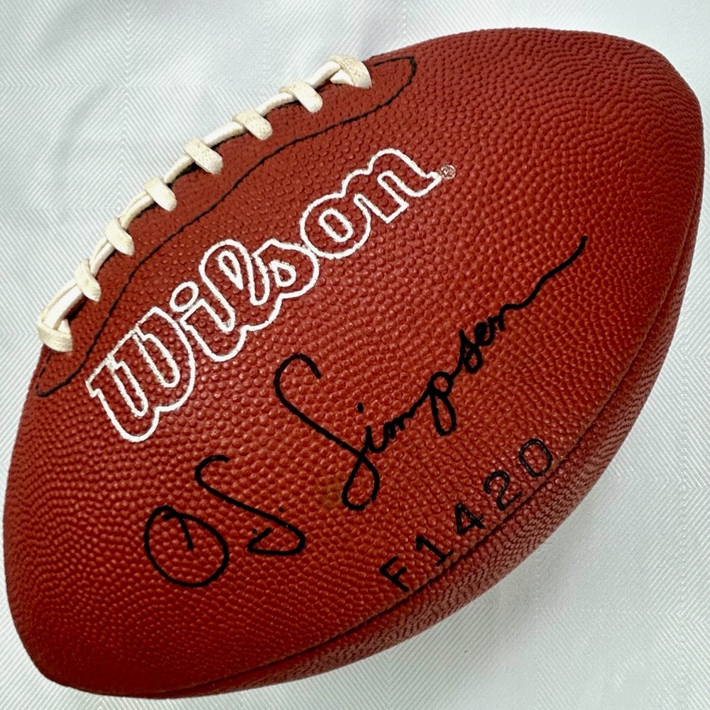 Leather OJ Simpson**Printed Autograph** F1420 Wilson Football 1970's Made In USA